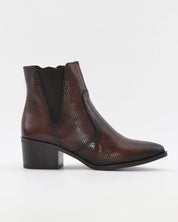 BOTIN MUJER TACON ANCHO EFECTO SERPIENTE PIEL MARRON KAOLA 3055