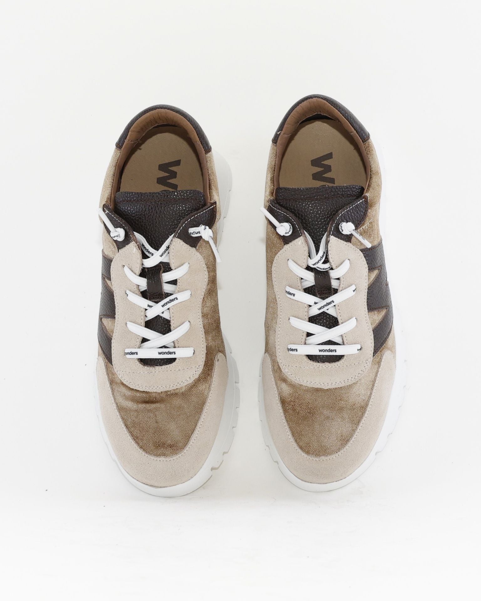 ZAPATO DE CORTE DEPORTIVO WONDERS A-24111 CONBINADO TAUPE MARRON