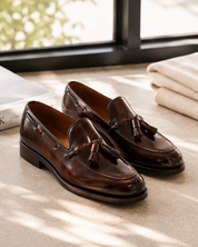 ZAPATO HOMBRE BORLAS TASSEL FLORENTIC MARRON SUELA DE CUERO