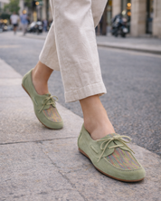 MOCASIN NAUTICO MUJER SERRAJE VERDE LACOMBA GARDENIA
