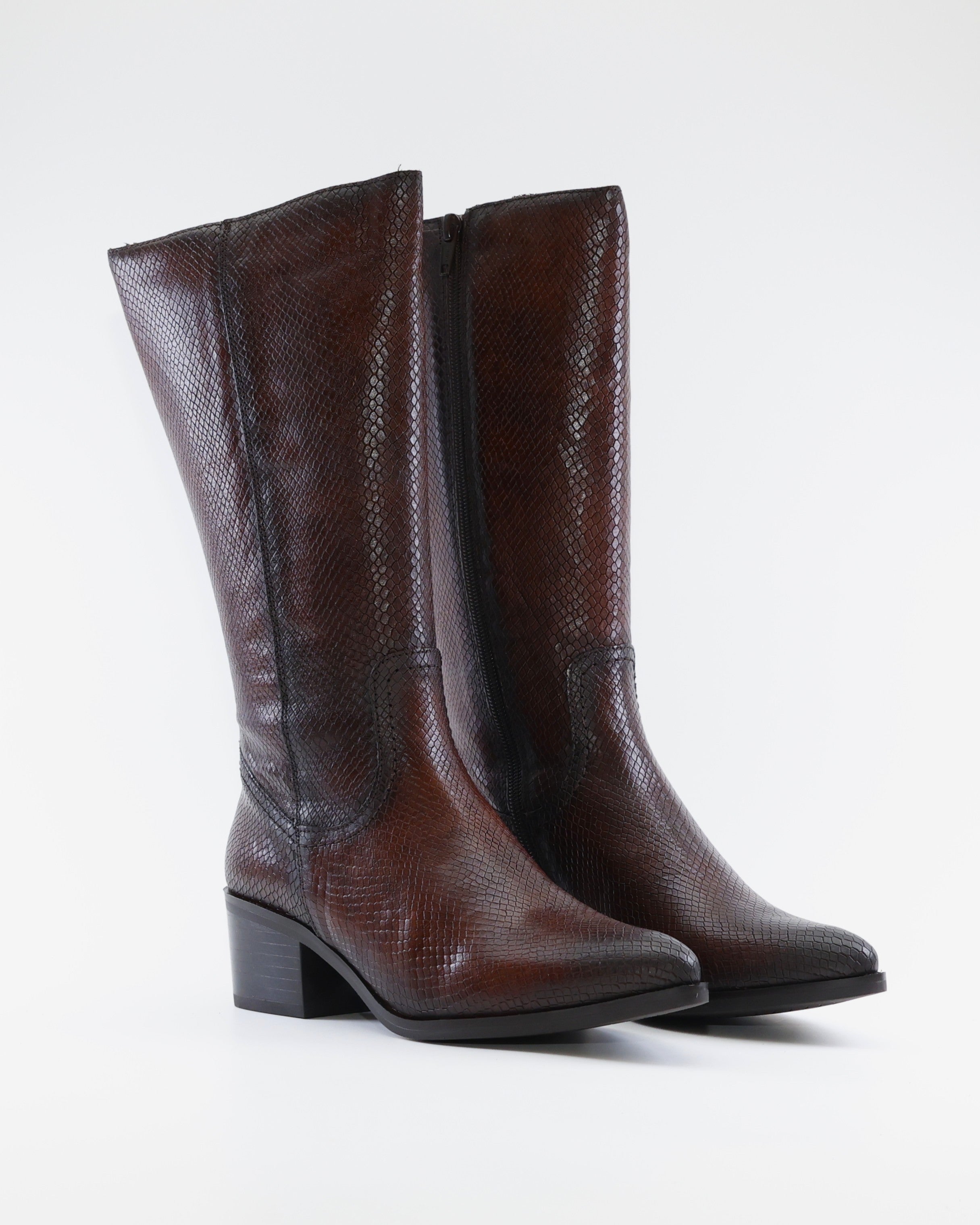 BOTA MUJER COWBOY PIEL MARRÓN PITON KAOLA 3058