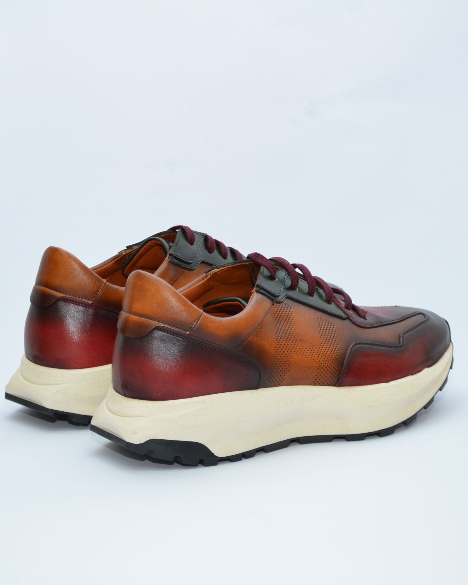 DEPORTIVO HOMBRE COMBINADO CUERO BURDEOS