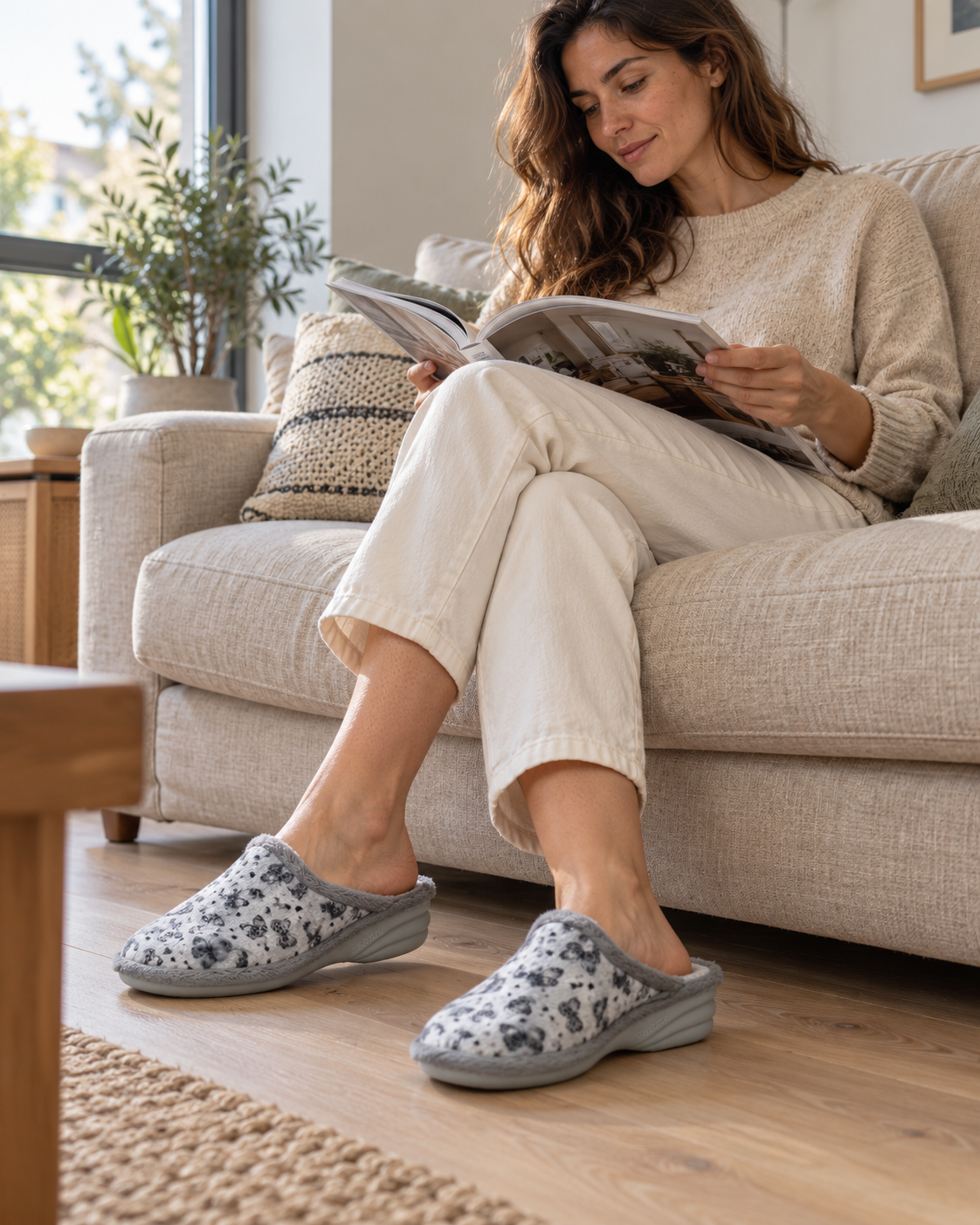 ZAPATILLAS DE CASA MUJER CON CUÑA BIO RELAX 1800 APONI GRIS