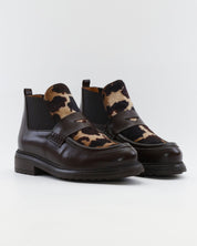BOTIN CHELSEA MUJER PIEL MARRON CON ANIMAL PRINT LACOMBA BASIL