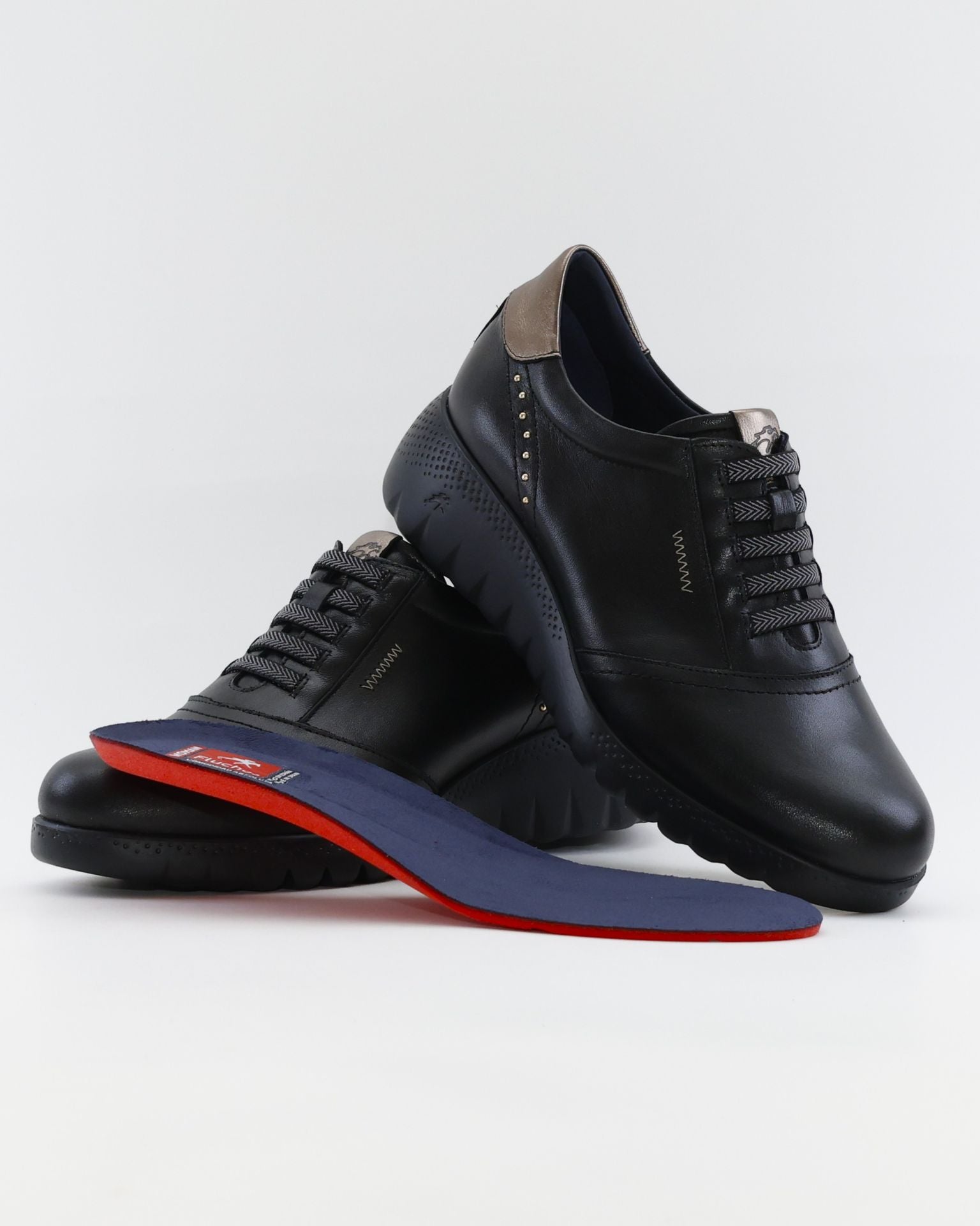 ZAPATO DE CORTE DEPORTIVO CUÑA MUJER ELÁSTICOS FLUCHOS LIVE F2096 NEGRO