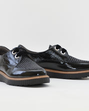 ZAPATO CASUAL MUJER PITILLOS CORDON PLANTILLA EXTRAIBLE 11555 CHAROL NEGRO