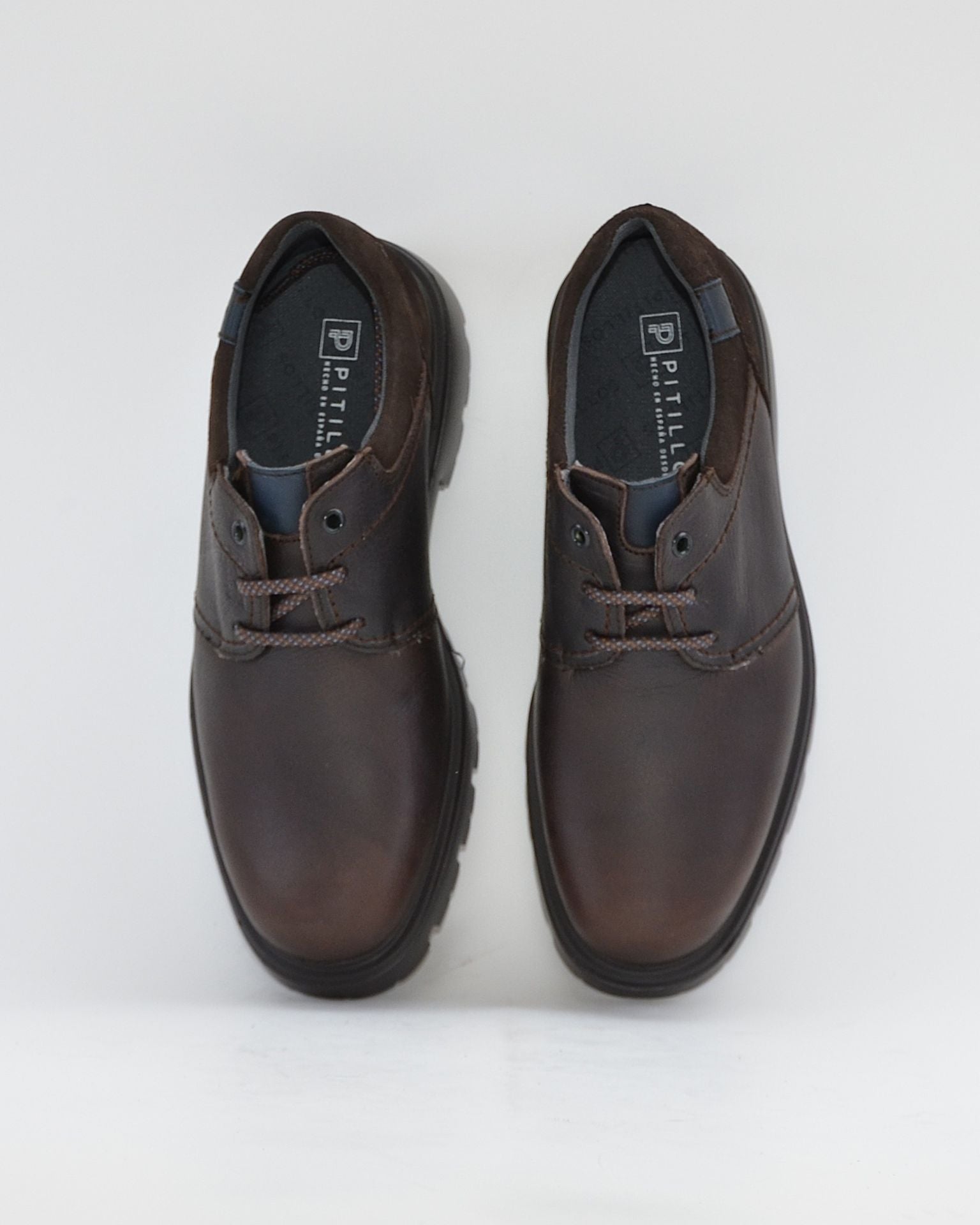 ZAPATO CABALLERO CON CORDONES PIEL ENGRASADA PITILLOS 40231 MARRON