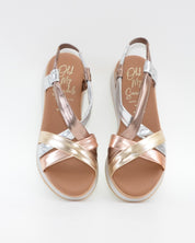 SANDALIA CUÑA MUJER TIRAS METALIZADAS PLANTA DE GEL OH MY SANDALS 5941