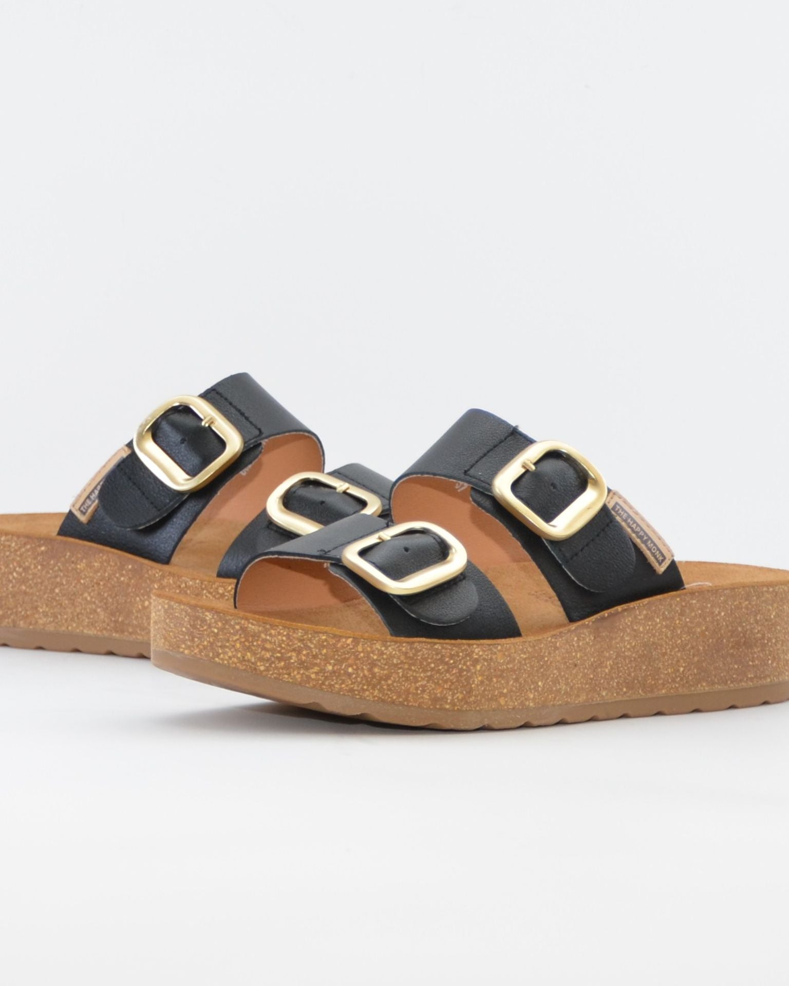 SANDALIA BIO PLATAFORMA PIEL COLOR NEGRO HAPPY MONK GOMERA 006