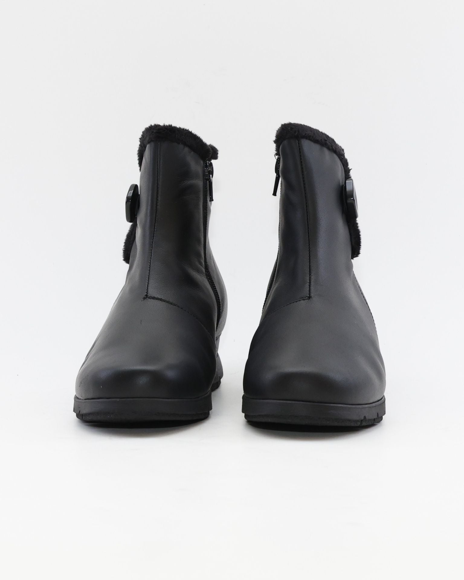 BOTINES DE MUJER CON CUÑA BAJA Y CREMALLERA COLOR NEGRO VALERIAS 2812