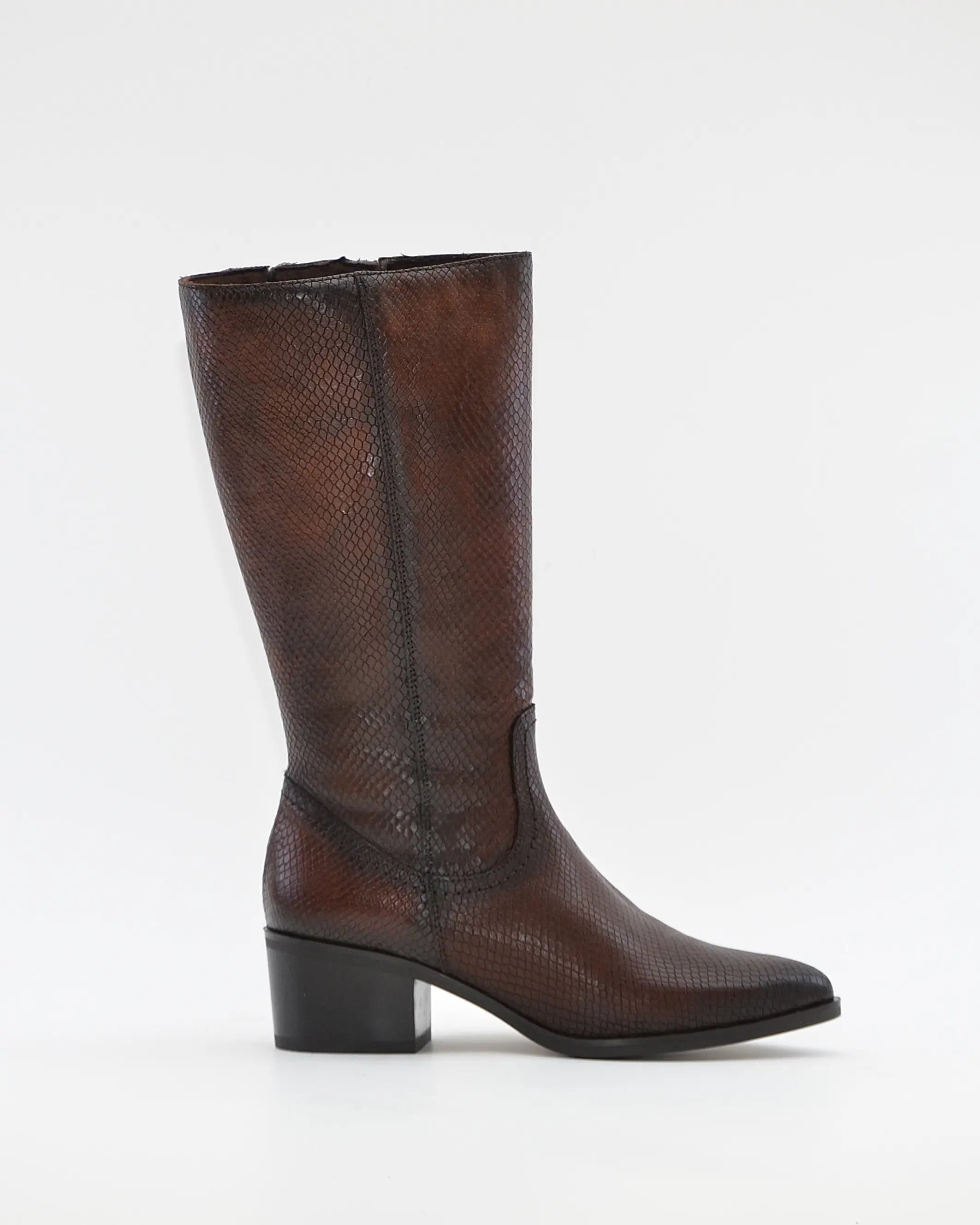 BOTA MUJER COWBOY PIEL MARRÓN PITON KAOLA 3058