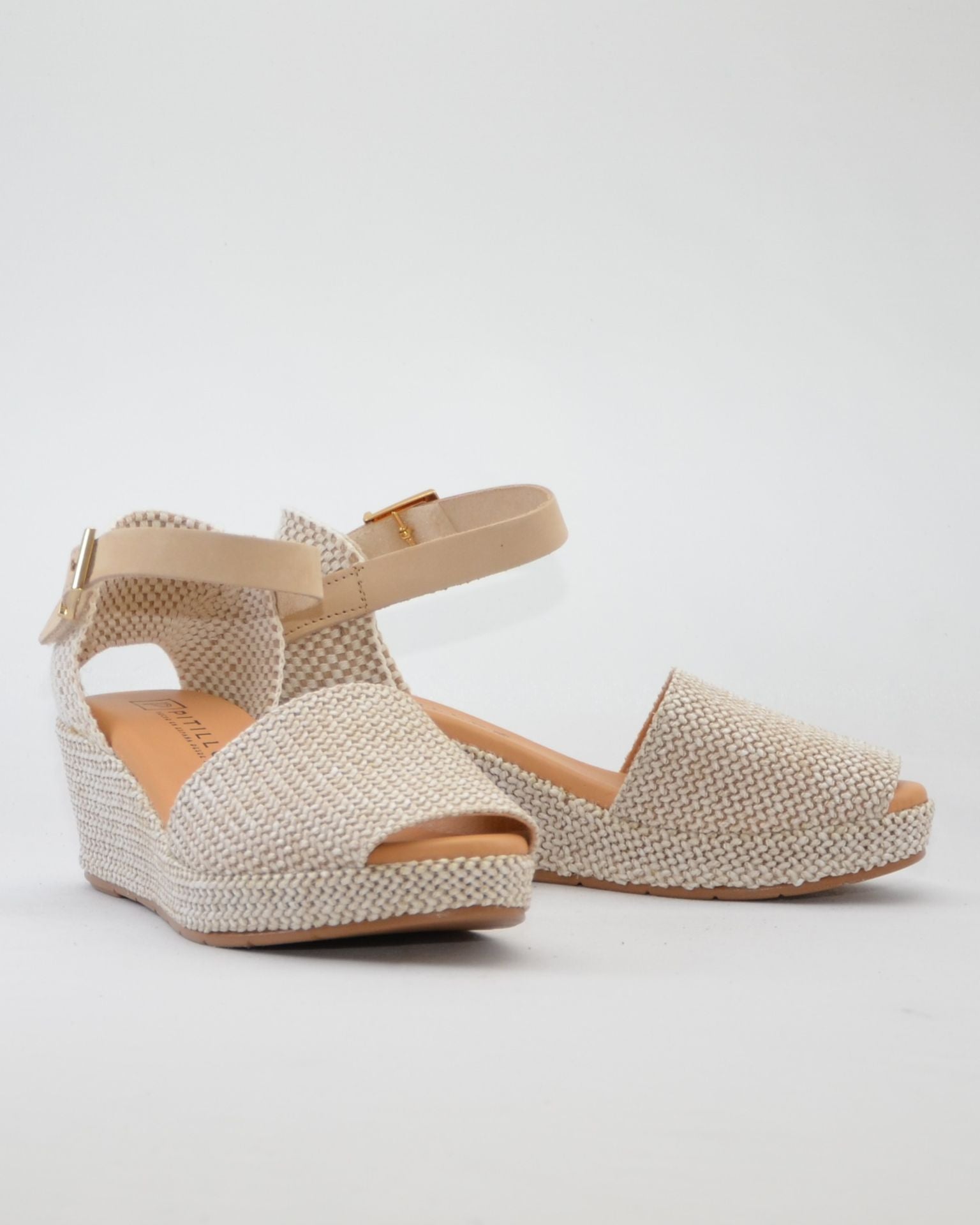 SANDALIA CON CUÑA MUJER PLANTA ACOLCHADA RAFIA NATURAL PITILLOS 11260