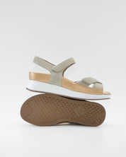SANDALIA CRUZADA PLANTILLA EXTRAIBLE MUJER TRES VELCROS ANCHO ESPECIAL COLOR VERDE PIE SANTO 260381 EUCALIPTO