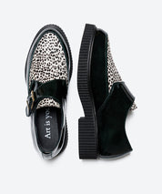 ZAPATO MUJER HEBILLA CHAROL VERDE ANIMAL PRINT LACOMBA CROSSANDRA