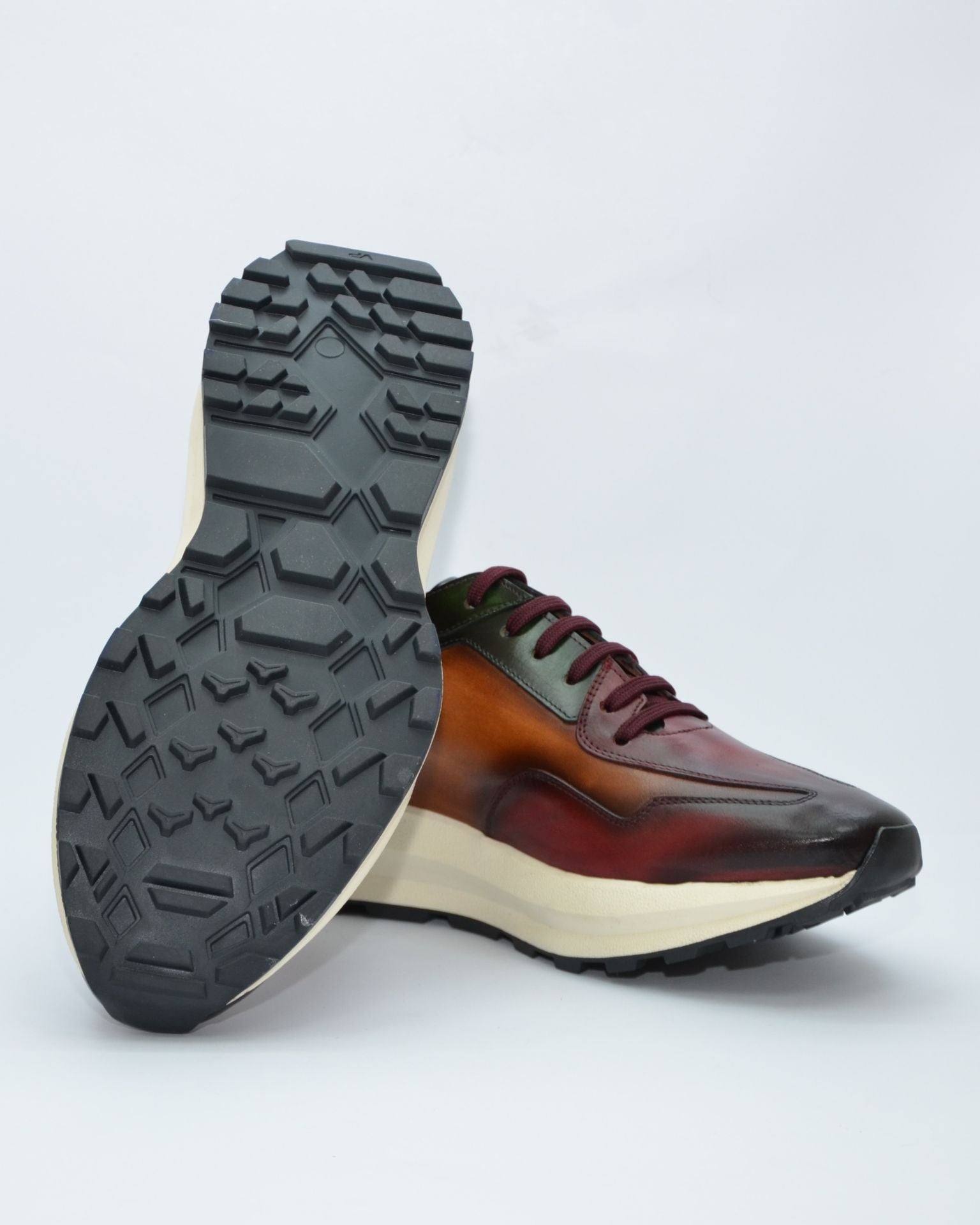 DEPORTIVO HOMBRE COMBINADO CUERO BURDEOS