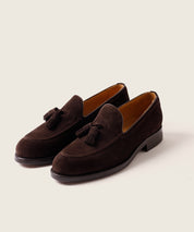ZAPATO HOMBRE BORLAS TASSEL SERRAJE MARRON SUELA DE CUERO