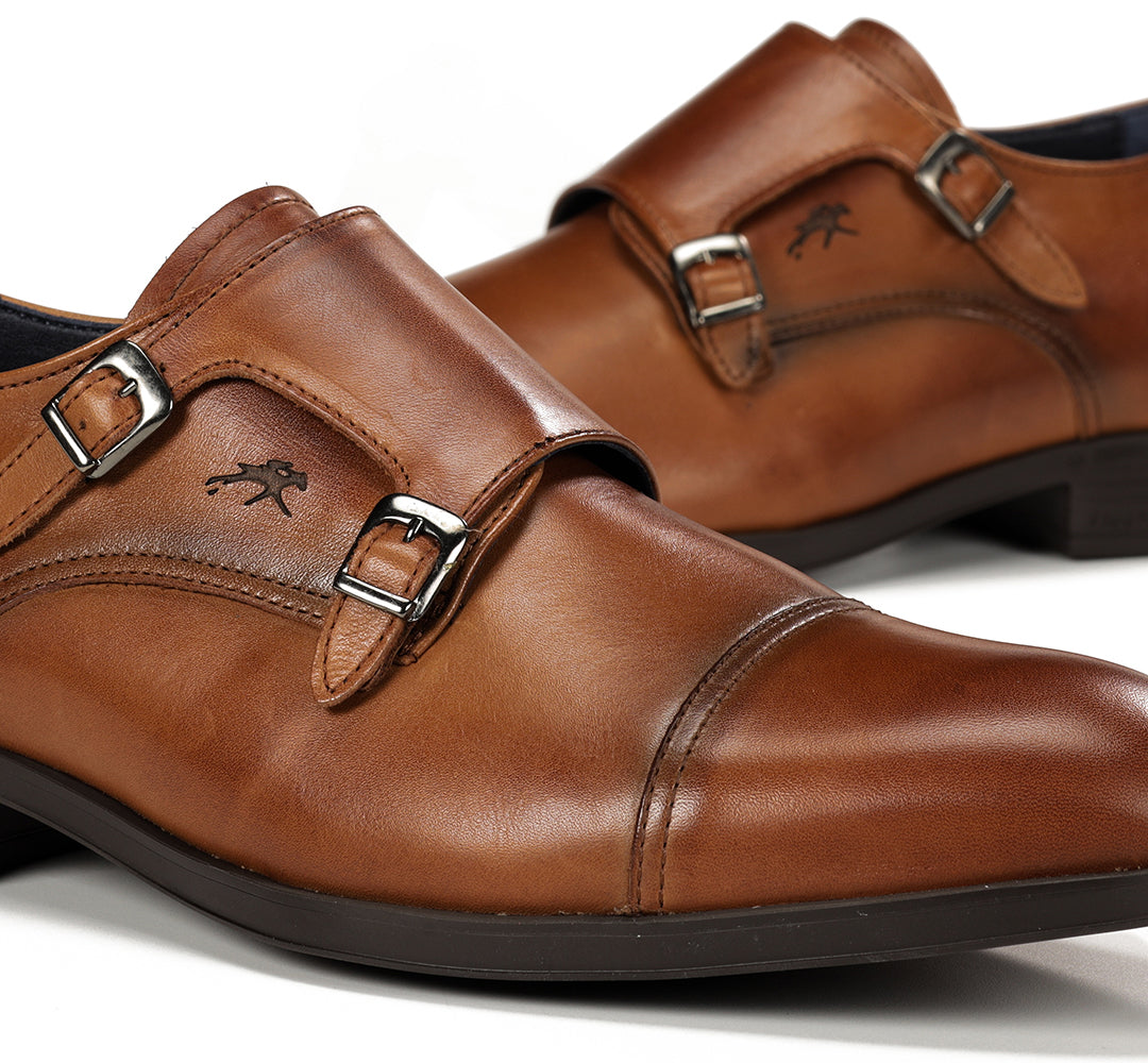 ZAPATO HOMBRE MONKTRAP DOS HEBILLAS COLOR CUERO F1838 ASGARD