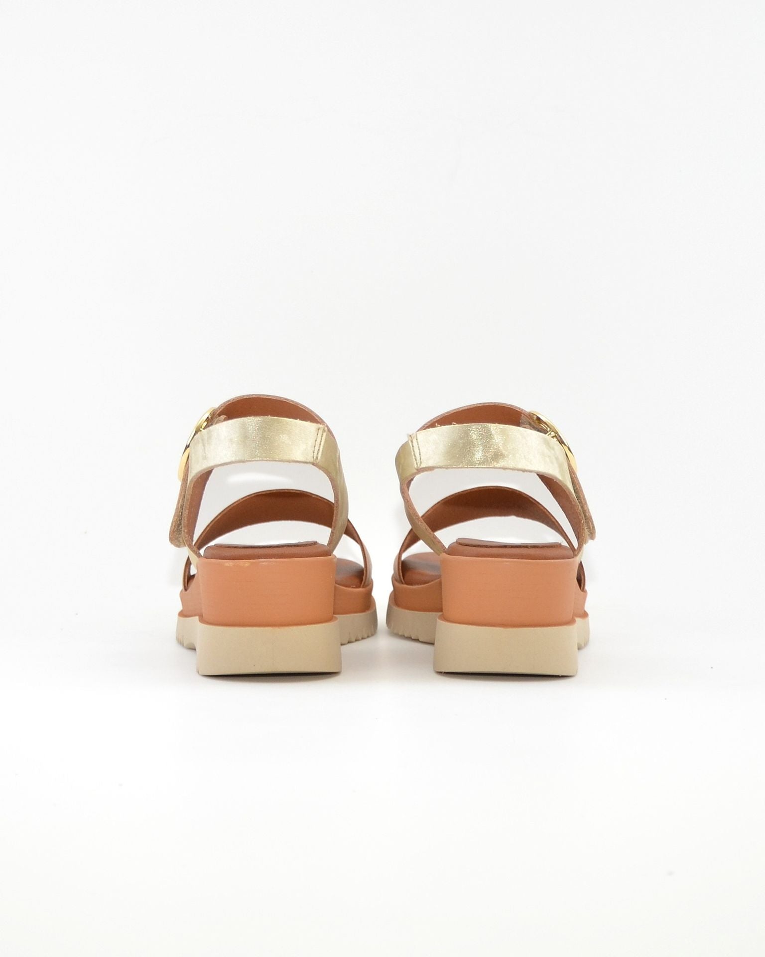 SANDALIA CUÑA MUJER PIEL COMBI CUERO ORO LACOMBA GENTIAN