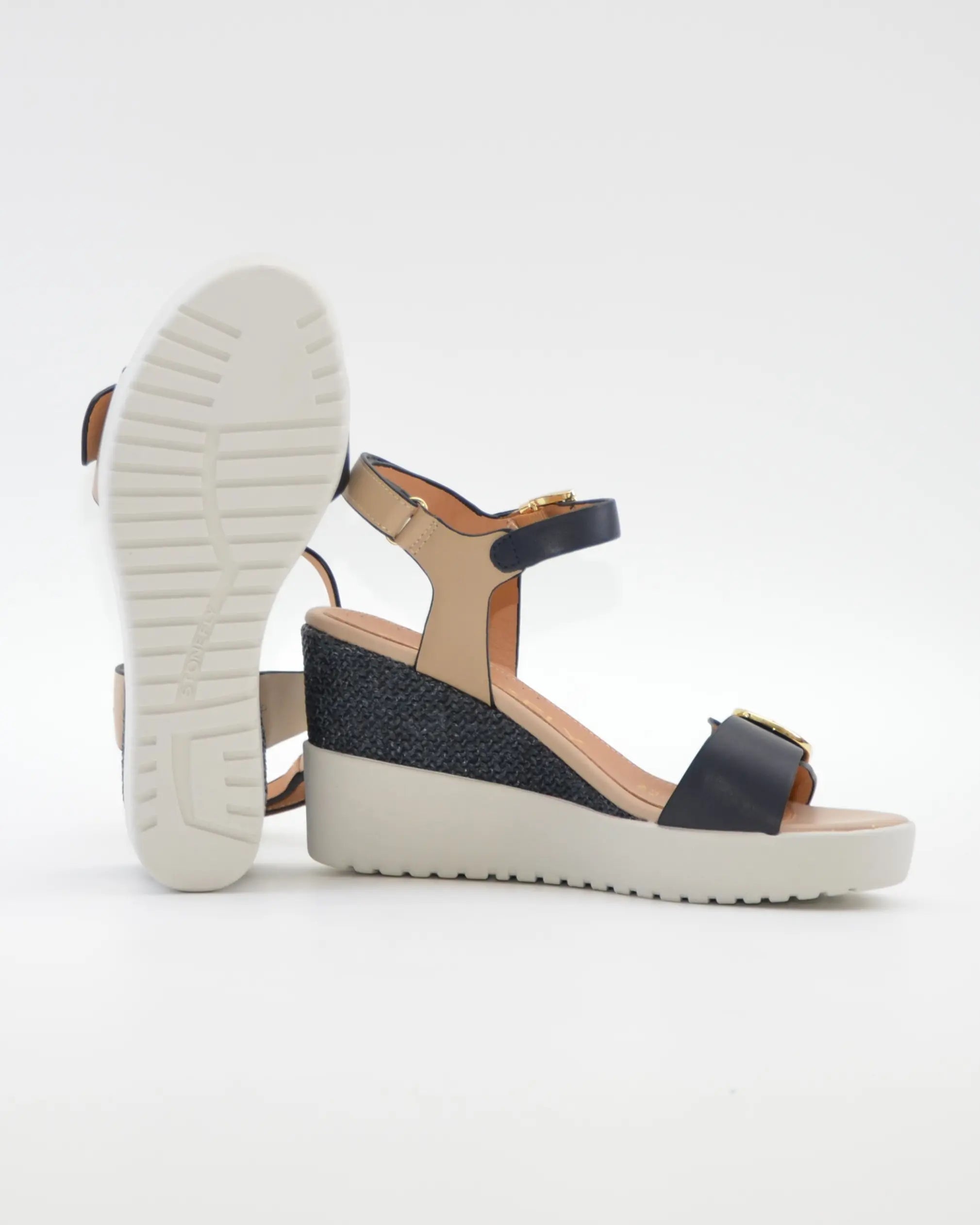 SANDALIA CUÑA MUJER STONEFLY ADORNO HEBILLA COMBI MARINO BLANCO 222301 EGC