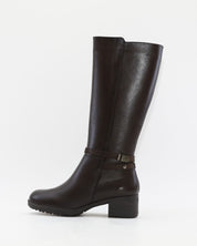 BOTA ALTA MARRON CHOCOLATE MUJER TACON ANCHO FLUCHOS ALISS F1314
