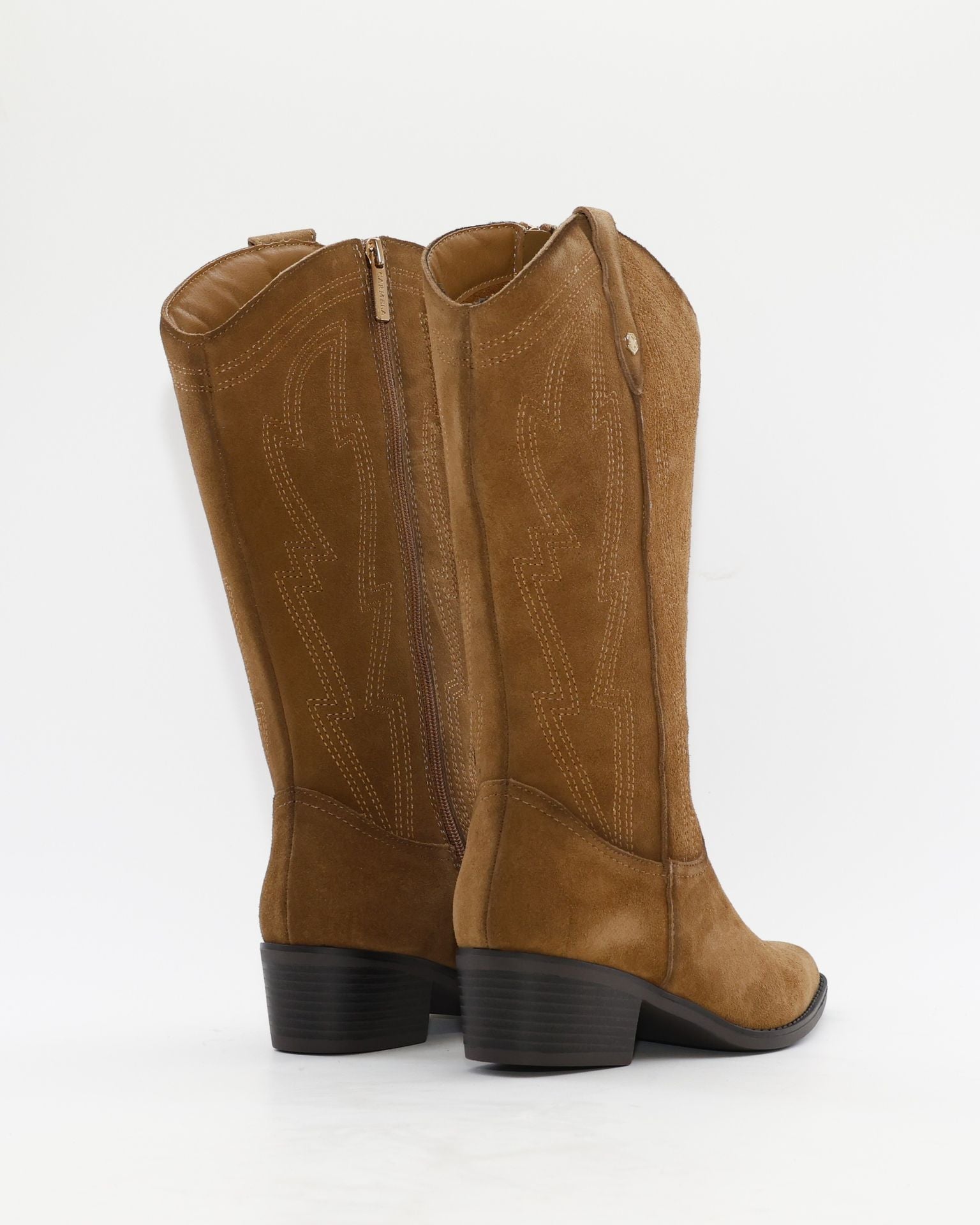 BOTA COWBOY MUJER SERRAJE CAMEL CON CREMALLERA CARMELA 164381