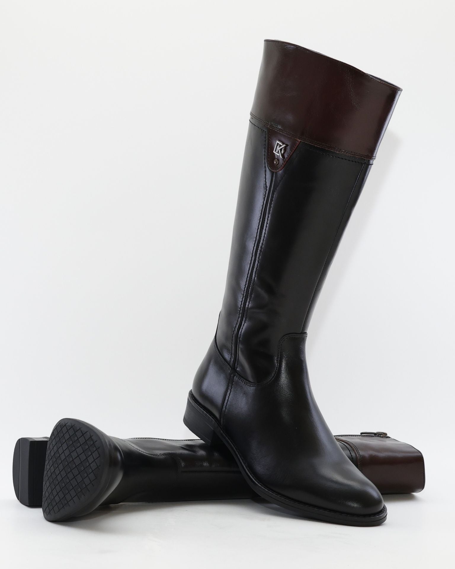 BOTA ALTA MUJER PLANA COLOR NEGRO MARRÓN BURDEOS DORKING by FLUCHOS D9827