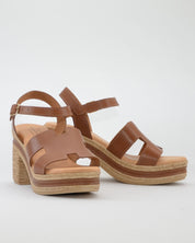 SANDALIA MUJER TACON Y PLATAFORMA COLOR CUERO PITILLOS 30211