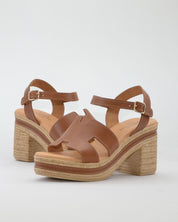 SANDALIA MUJER TACON Y PLATAFORMA COLOR CUERO PITILLOS 30211