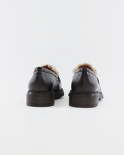 MOCASIN MUJER PIEL MARRON CON LANA LACOMBA LYCHEE