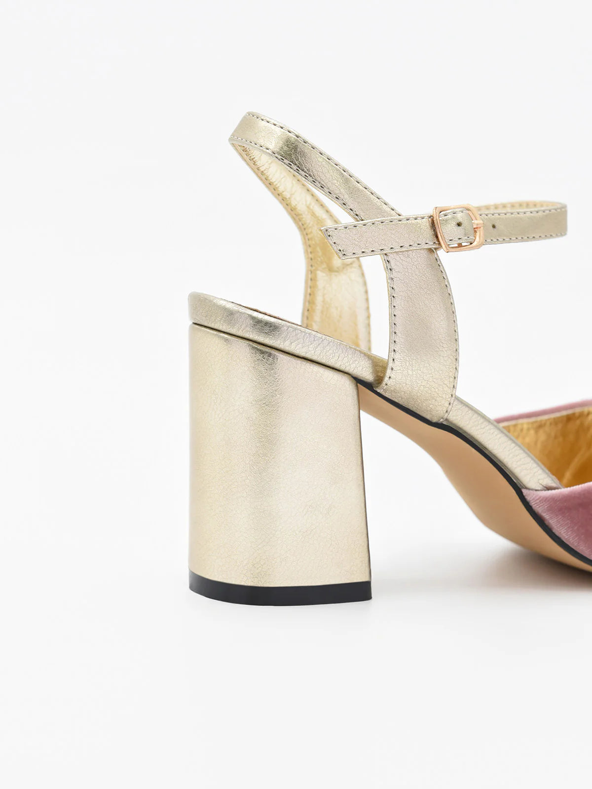 ZAPATO FIESTA TERCIOPELO ROSA PULSERA DORADA 459K214