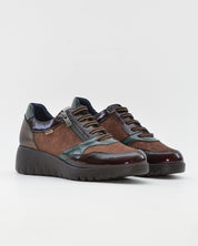 ZAPATO DE CORTE DEPORTIVO CUÑA MUJER CORDONES Y CREMALLERA FLUCHOS LIVE F2248 CAFE