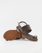 SANDALIA PLANA MUJER DEDO EN COLOR CHAROL MARRON PLANTA DE GEL OH MY SANDALS 5862