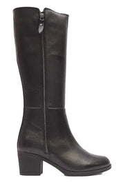 BOTA MUJER NEGRO TACON CUADRADO  CREMALLERA Y ELÁSTICO LATERAL  L-1309