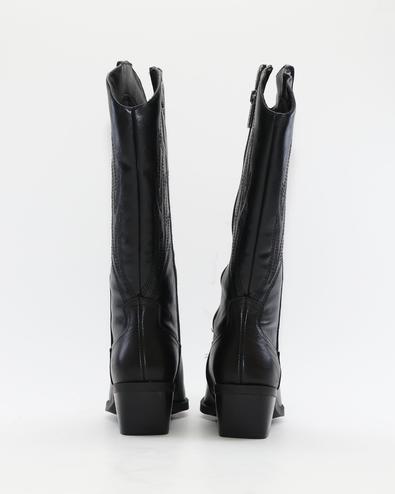 BOTA COWBOY MUJER PIEL NEGRA CON CREMALLERA CARMELA 164388