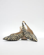 ZAPATO SALON DESTALONADO EN PIEL ANIMAL PRINT CEBRA LACOMBA HIBISCUS
