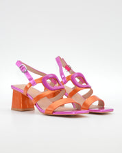SANDALIA FIESTA MUJER CON ADORNO COLOR FUXIA Y NARANJA AZAREY 613L026