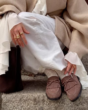 MOCASINES MUJER CON FLECOS EN PIEL COLOR MARRON MACARENA RANIA 69 NOISETTE