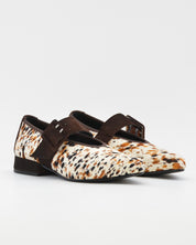 MERCEDITAS MUJER ANIMAL PRINT PONY ANTE MARRON CHOCOLATE CON CORREA Y HEBILLA LACOMBA PRALINE