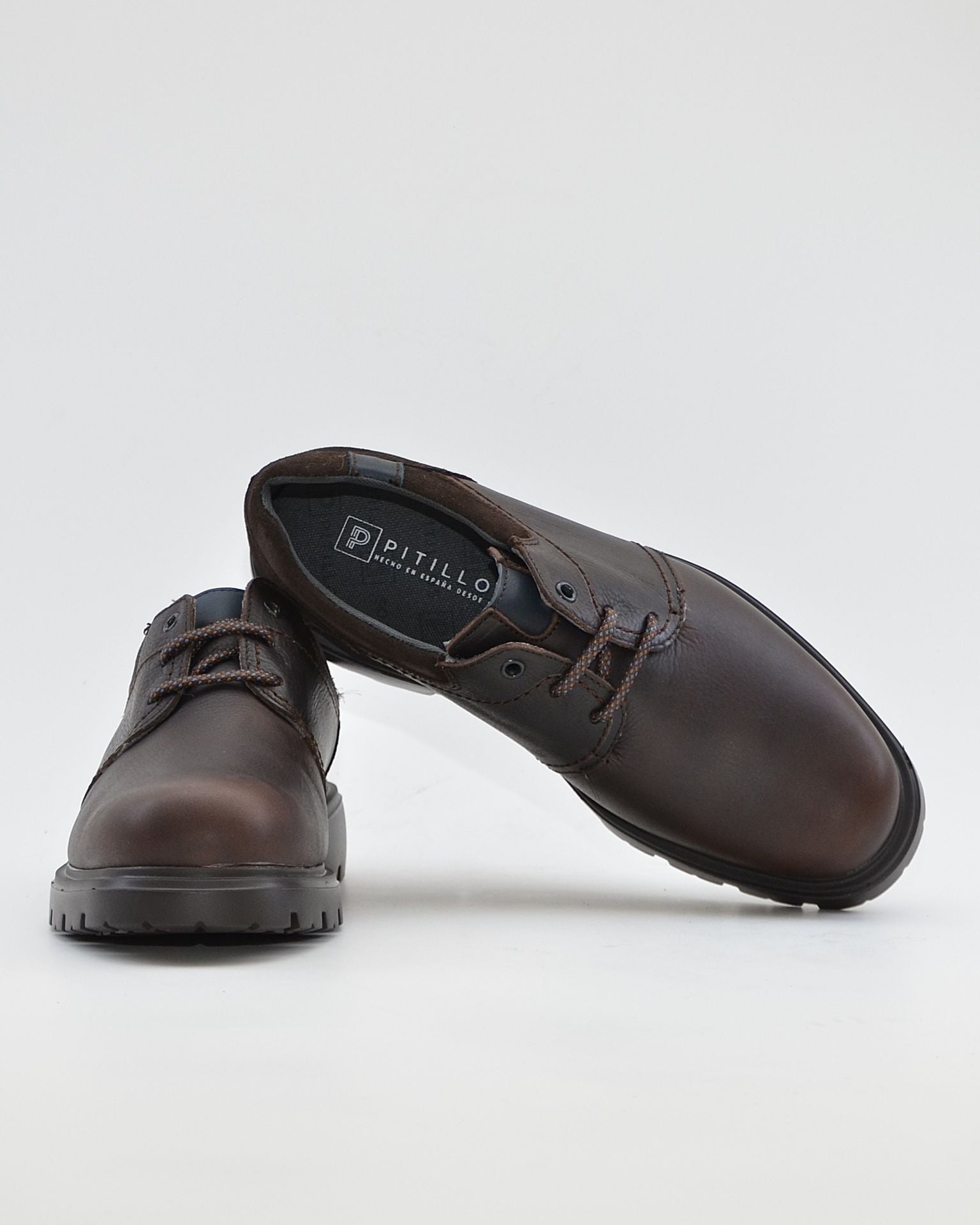 ZAPATO CABALLERO CON CORDONES PIEL ENGRASADA PITILLOS 40231 MARRON