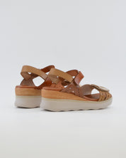 SANDALIA MUJER CUÑA PLANTA DE GEL COMBI BEIGE KAKY CUERO JORDANA 4630