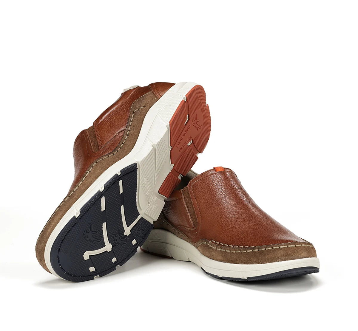 ZAPATO HOMBRE FLUCHOS CON ELASTICOS COLOR CUERO KAI F1985
