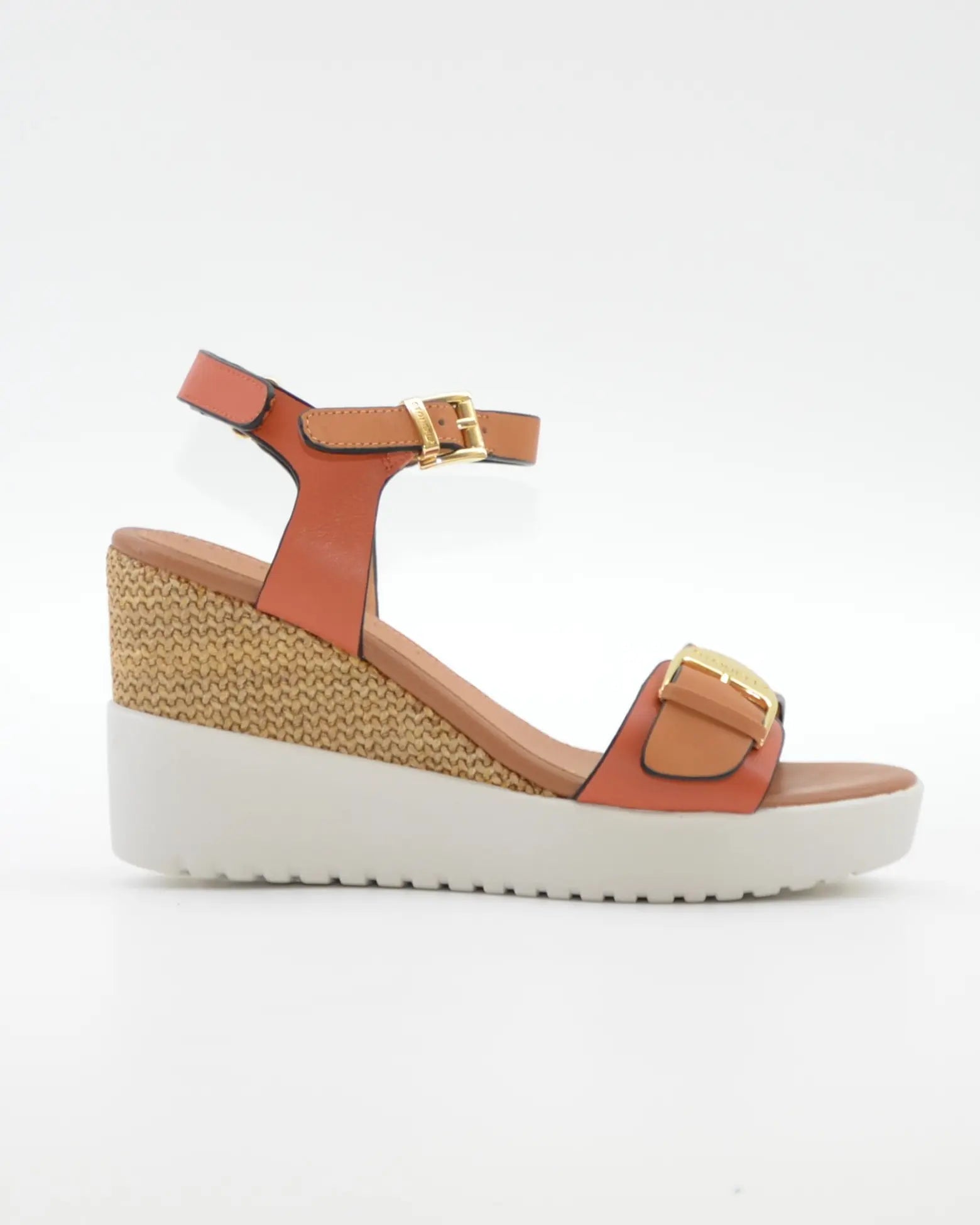 SANDALIA CUÑA MUJER STONEFLY ADORNO HEBILLA COMBI TEJA CUERO 222301 EDM