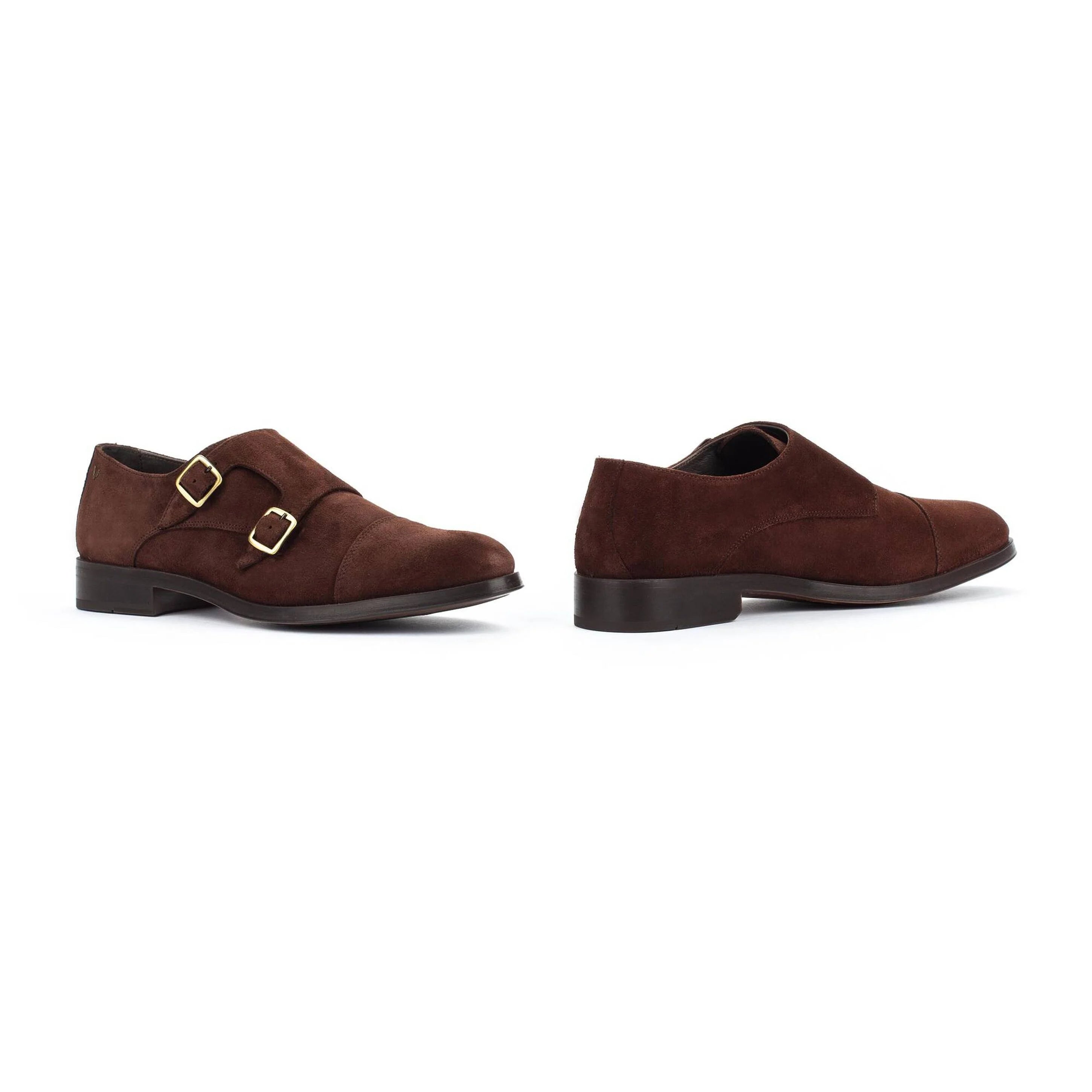 ZAPATOS HOMBRE DOS HEBILLAS ESTILO MONK COLOR SERRAJE MARRON EMPIRE 1492-2632SYM