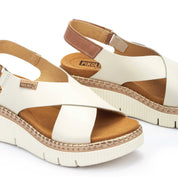 SANDALIA MUJER TIRAS CRUZADAS COLOR BLANCO ROTO PIKOLINOS W0K-0606C1 NATA