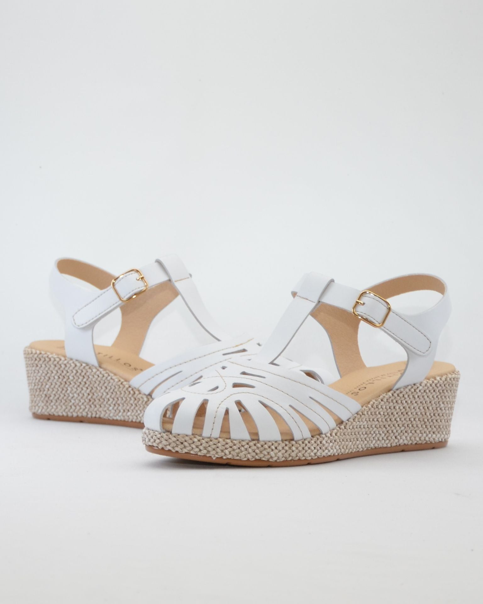 SANDALIA CANGREJERA MUJER CUÑA COLOR BLANCO PITILLOS 11301