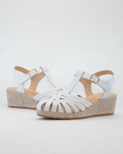 SANDALIA CANGREJERA MUJER CUÑA COLOR BLANCO PITILLOS 11301