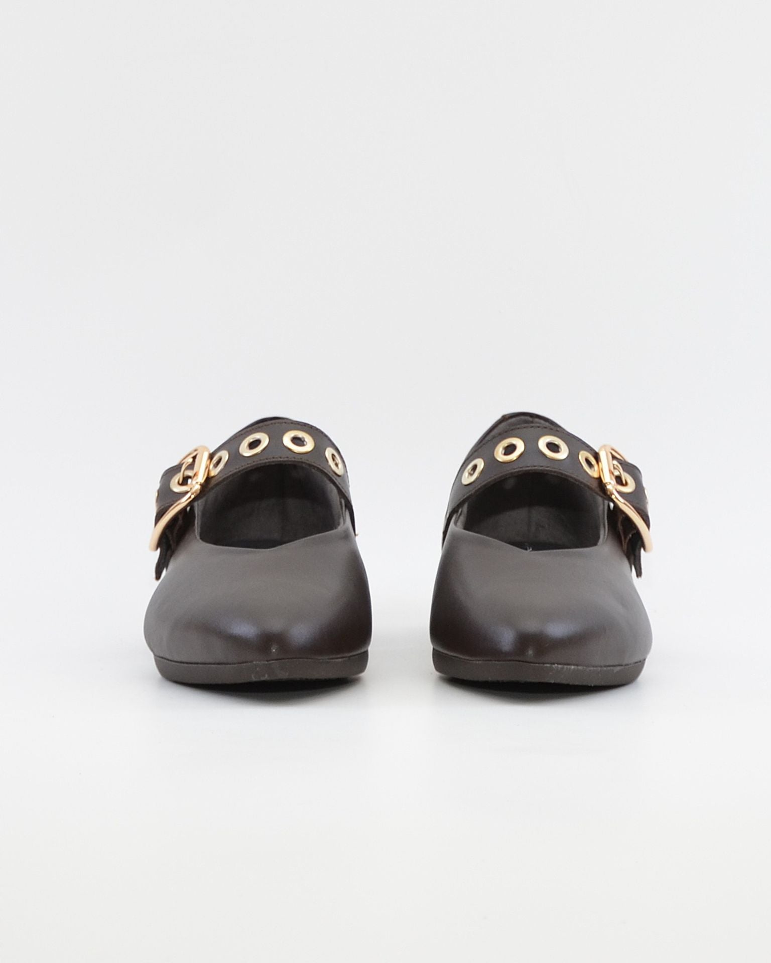 MERCEDITA PLANA PITILLOS PIEL MARRON CHOCOLATE 11672