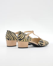 ZAPATO MUJER ABIERTO EN EL LATERAL PIEL ANIMAL PRINT CEBRA LACOMBA GERANIUM