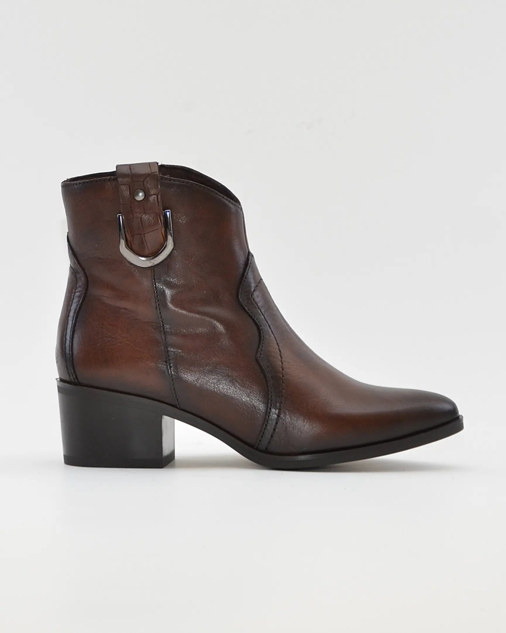 BOTIN MUJER COWBOY PIEL MARRÓN CON HEBILLA KAOLA 3054