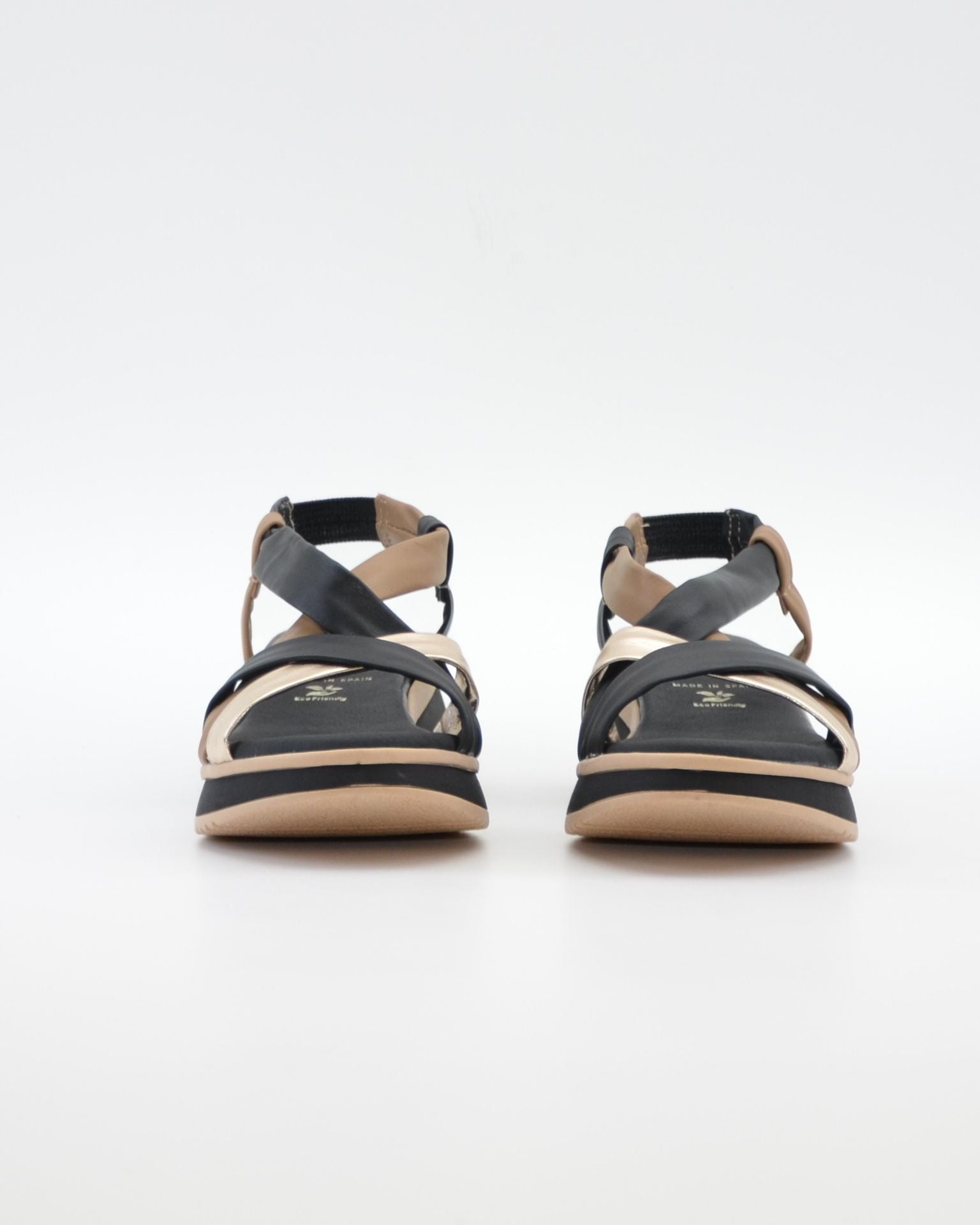 SANDALIA CUÑA MUJER TIRAS COMBI NEGRO PLANTA DE GEL OH MY SANDALS 5941